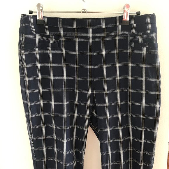 Maurices S Blue & White Plaid Ankle Pant - Picture 1 of 5